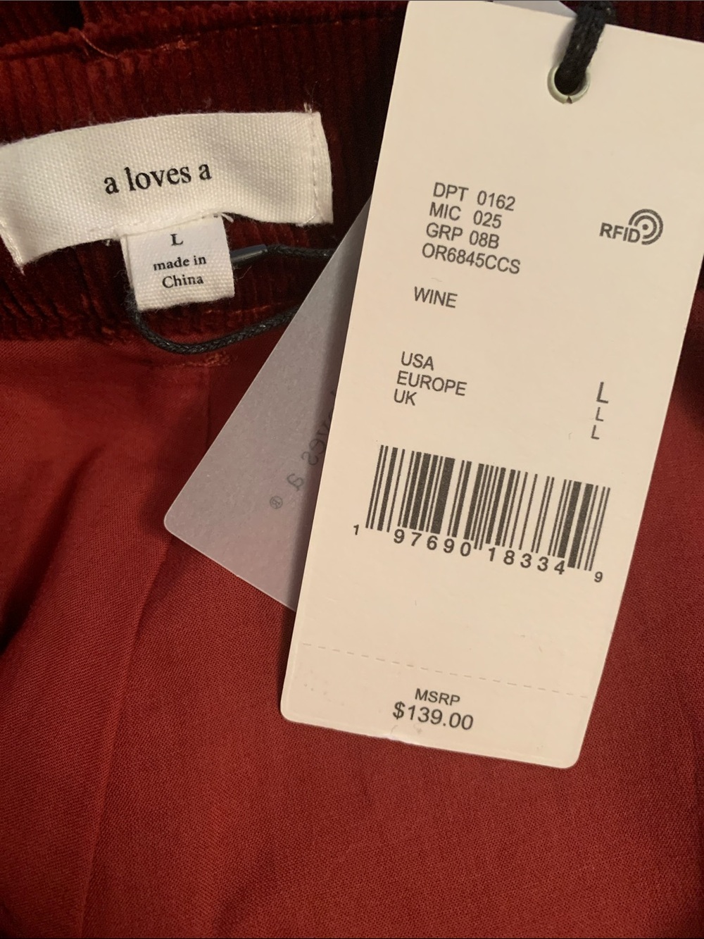 NWT A Loves A Vine Red Corduroy Tiered Midi Bohemian Skirt Size L - Picture 8 of 10